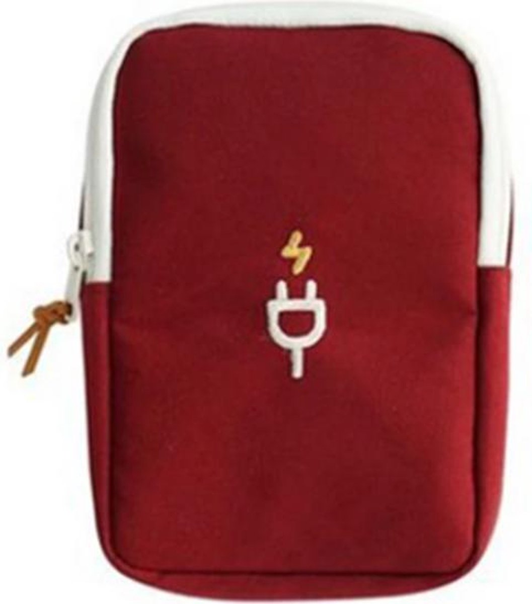 Kabel organiser tas - opbergtas - tas voor kabels - powerbank case - snoeren wegwerken - waterafstotend - rood