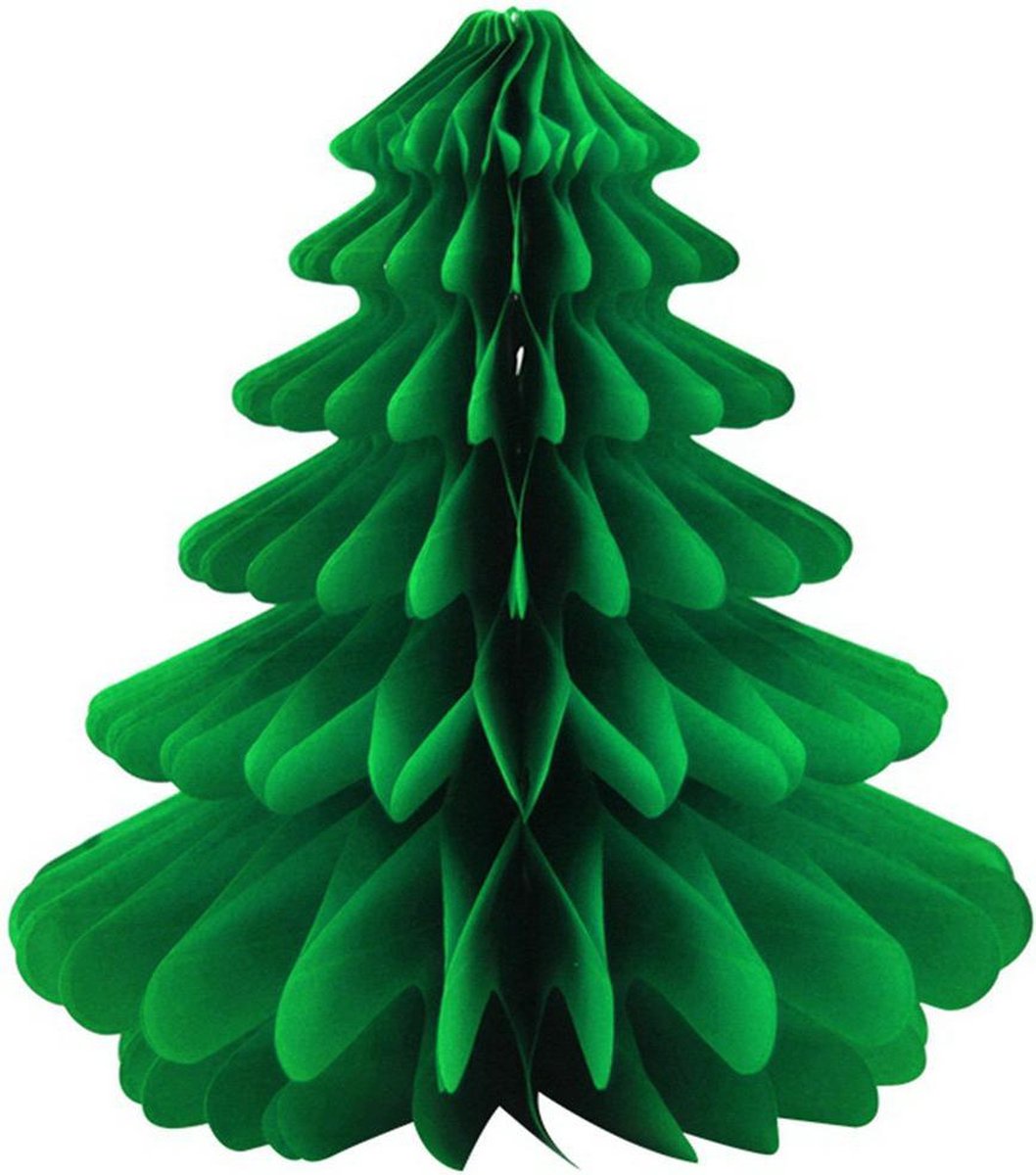 Honeycomb Kerstboompje groen met gouden ster Groot 30 cm