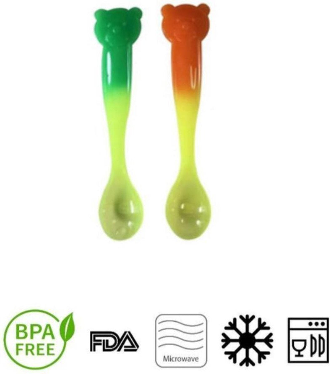 Warmtegevoelige Babyvoedingslepeltjes -  BPA-Vrij - Babybestek - Vaatwasserbestendig - 2 Stuks