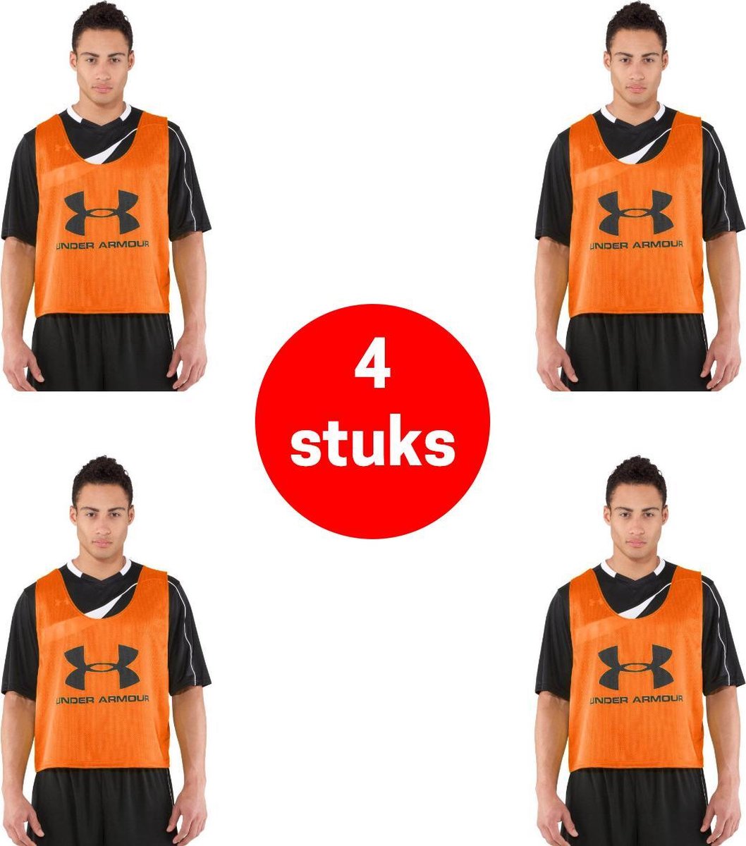 Under Armour - hesjes – 4 stuks – hesjes voetbal  - oranje – veiligheidshesje – maat senior - hesje