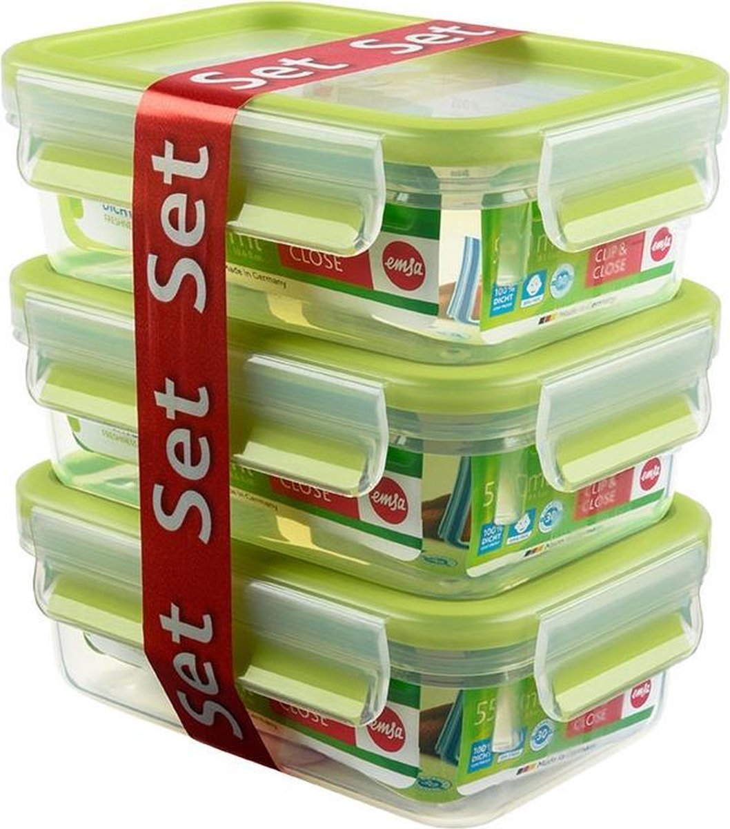 EMSA CLIP & CLOSE Rechthoekig Doos 0.55l Groen