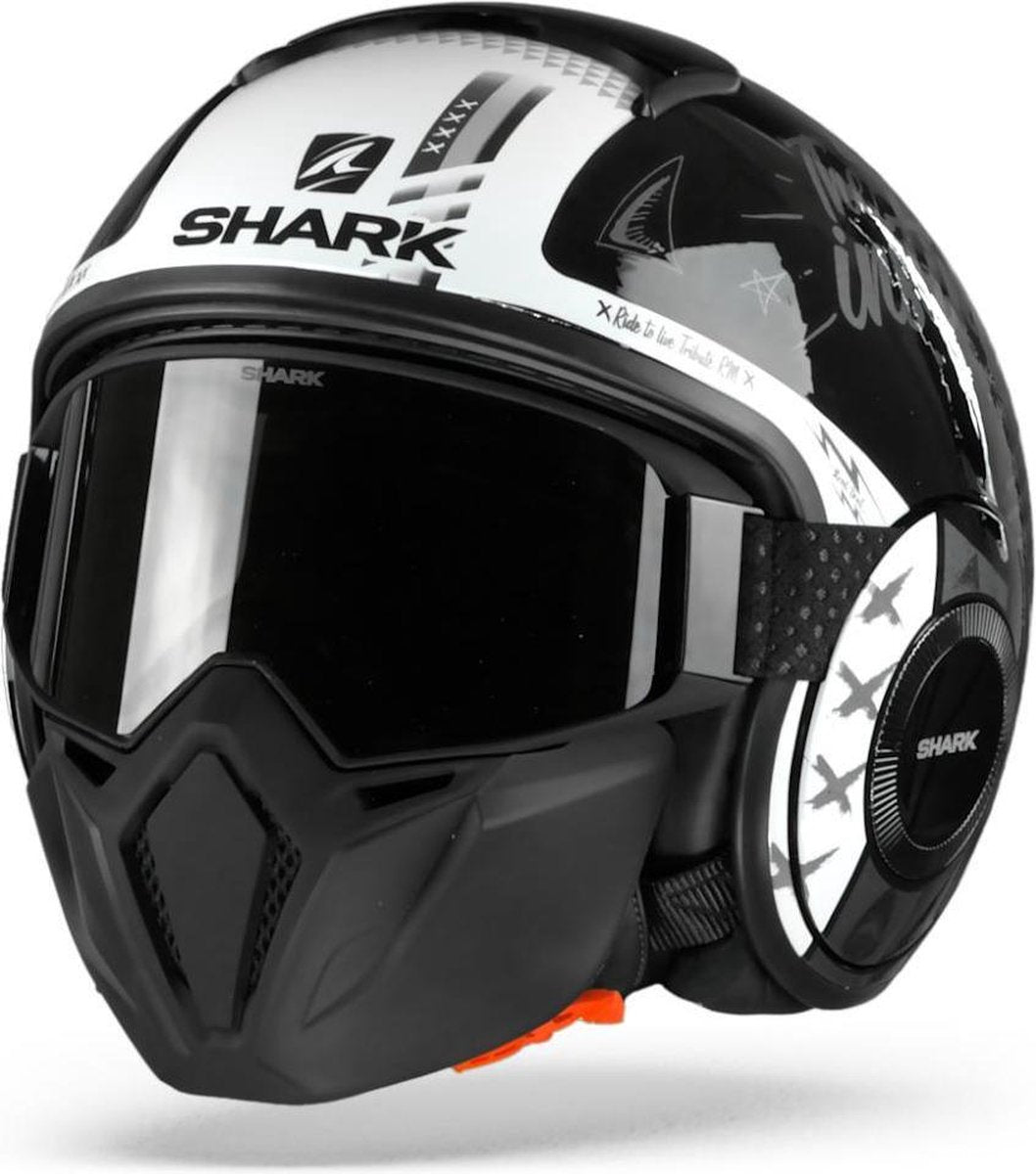 Shark Street Drak Tribute Rm Zwart Anthracite Wit Kaw Jethelm - Motorhelm - Maat M
