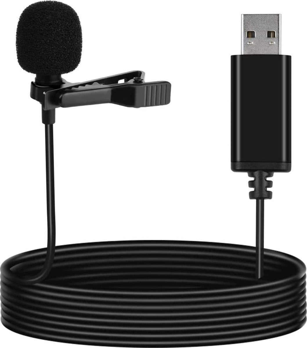 Microfoon met USB Aansluiting - Lavalier Lapel clip mic recording