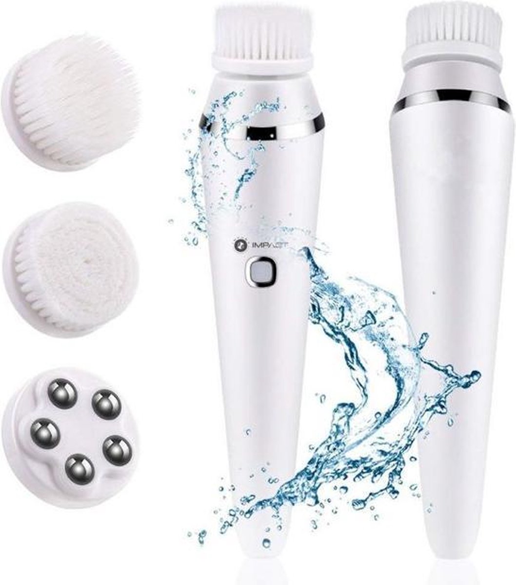 Waterdichte Gezichtsreinigingsborstel - Waterproof Facial Cleaning Brush -  Gezichtsborstel met drie opzetstukjes – Make up verwijderen - Gezicht behandeling