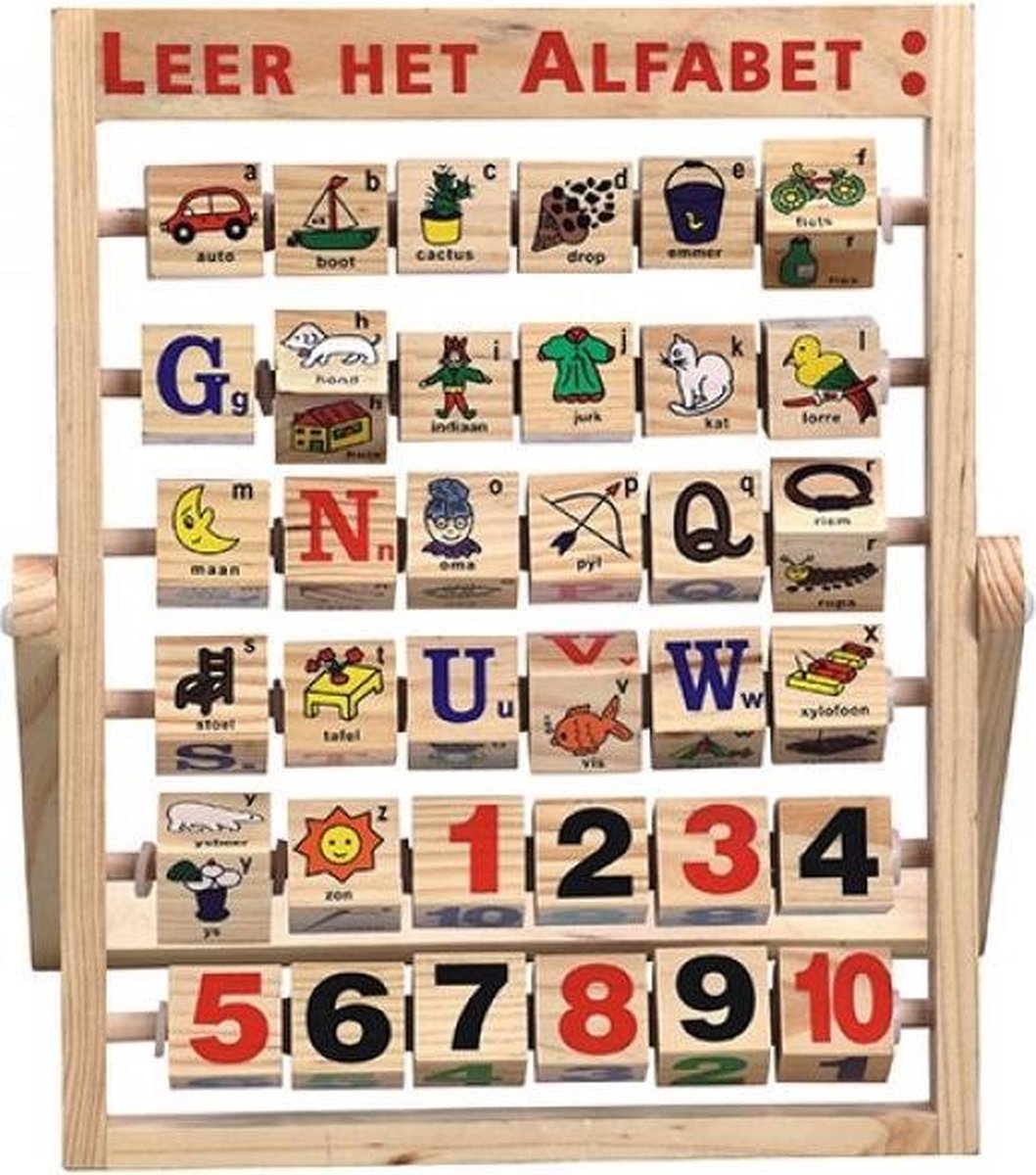 Alfabet-rekenspel met 4-zijdige blokjes