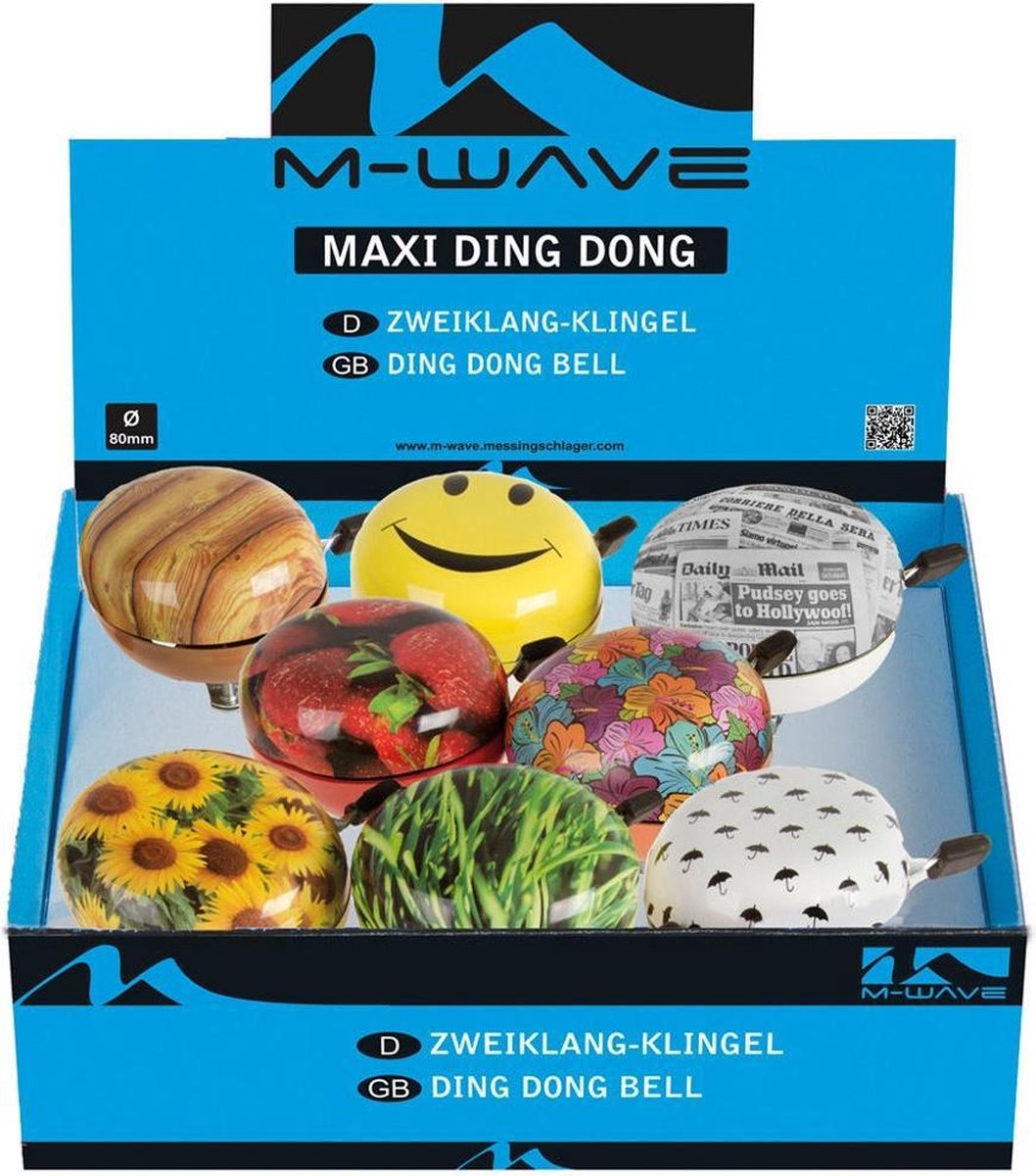 Fietsbel Ding-Dong ø80mm - assortie kleur  (8-stuks)