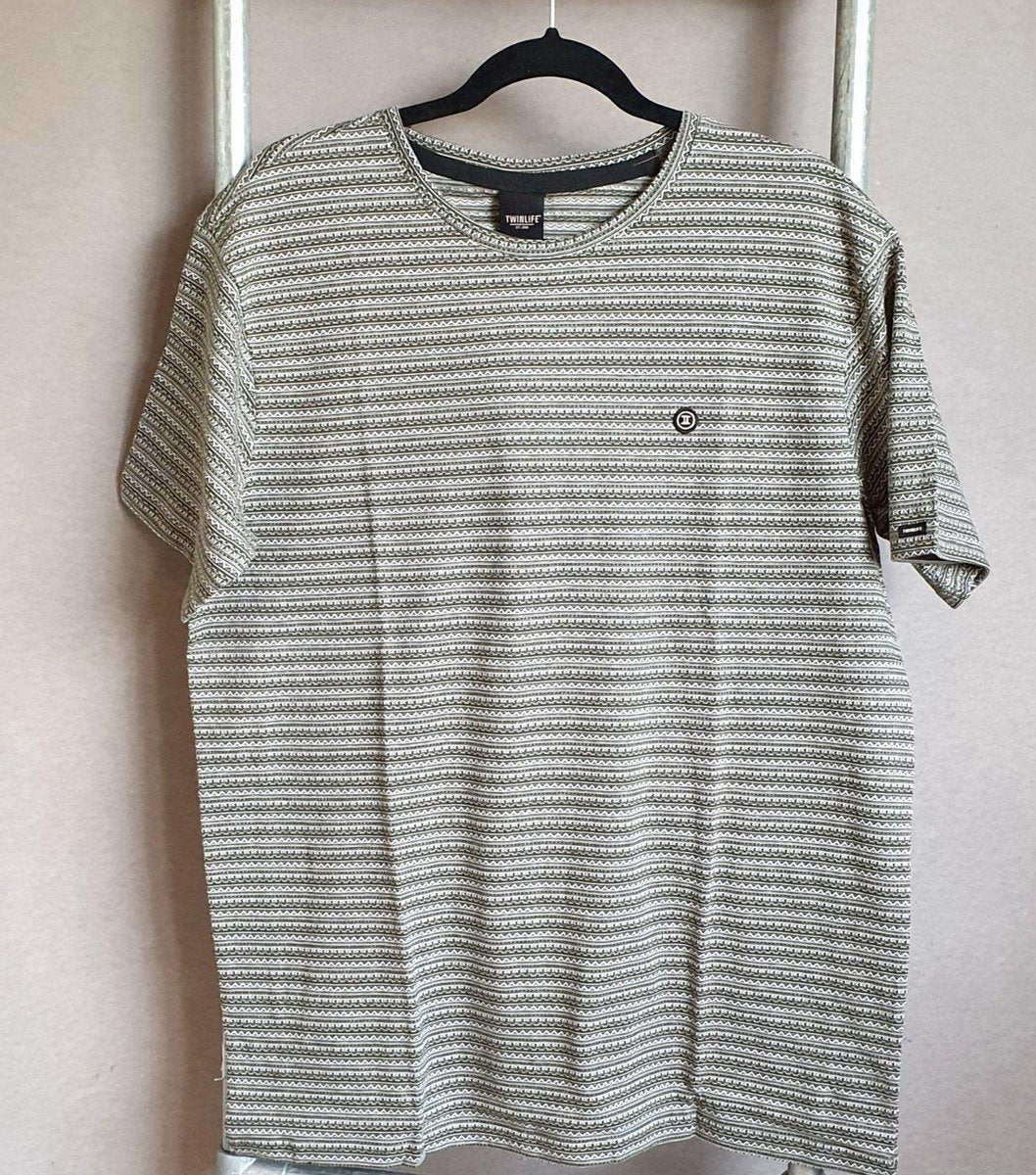 Twinlife Regular fit T-shirt met all over print bronze green  maat XL
