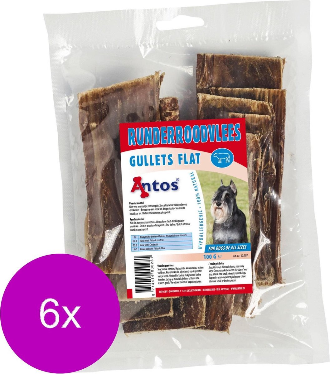 Antos Runderroodvlees Rund - Hondensnacks - 6 x 100 g