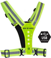 Bee Seen – LIME Harness USB - Verlichting - Led Harness - USB - LED - one size - Hardloopvest - Jogging reflectie vest - Hardloopverlichting