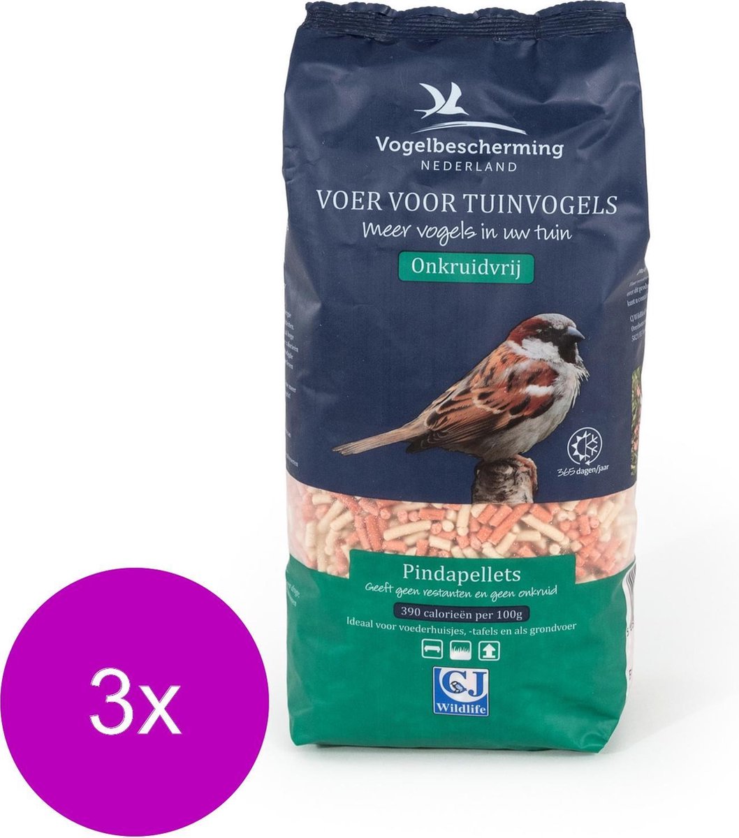 Wildbird Vogelbescherming Pindapellets - Buitenvogelvoer - 3 x 1.75 l Geel Roze