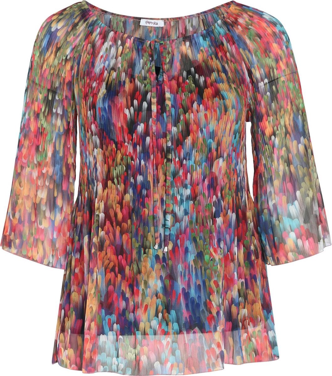 Blouse Diane met plooitjes en veelkleurige print