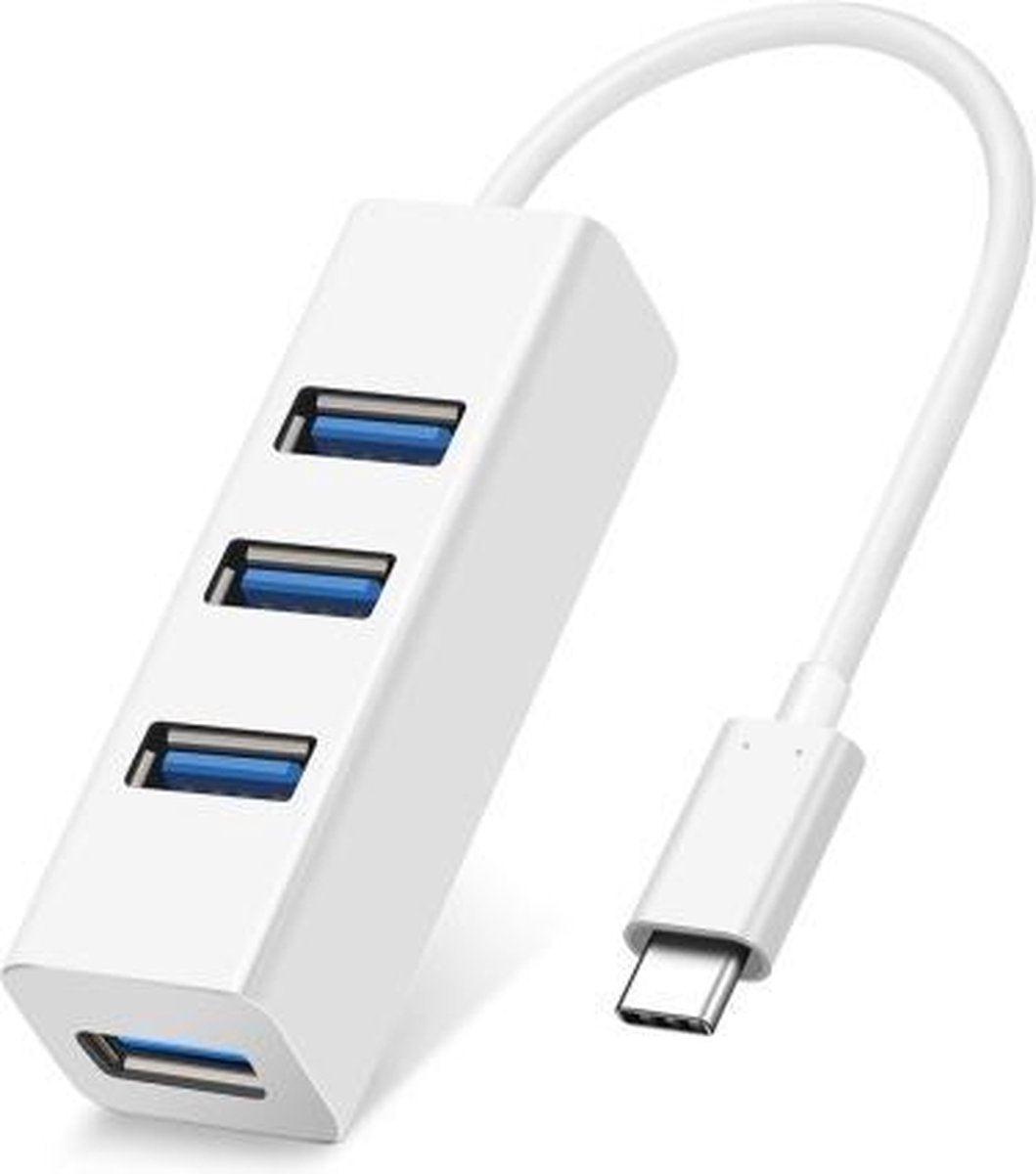 Snelle USB-C (Type C) naar 4X USB 3.0 Adapter Hub Splitter Switch Kabel WIT | Premium Kwaliteit