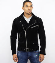 WARREN WEBBER Suede Bikerjack - Nep Leren Jasje - Leren Jasje - Zwart - Maat: XS