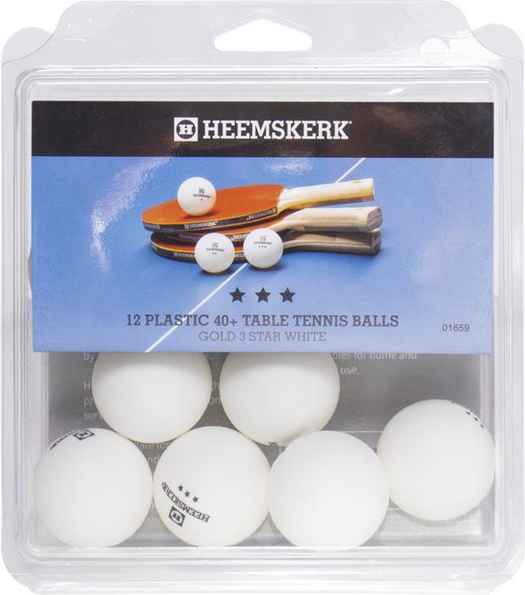 Heemskerk Gold Tafeltennisballen  per 12 stuks - Wit - 3 ster