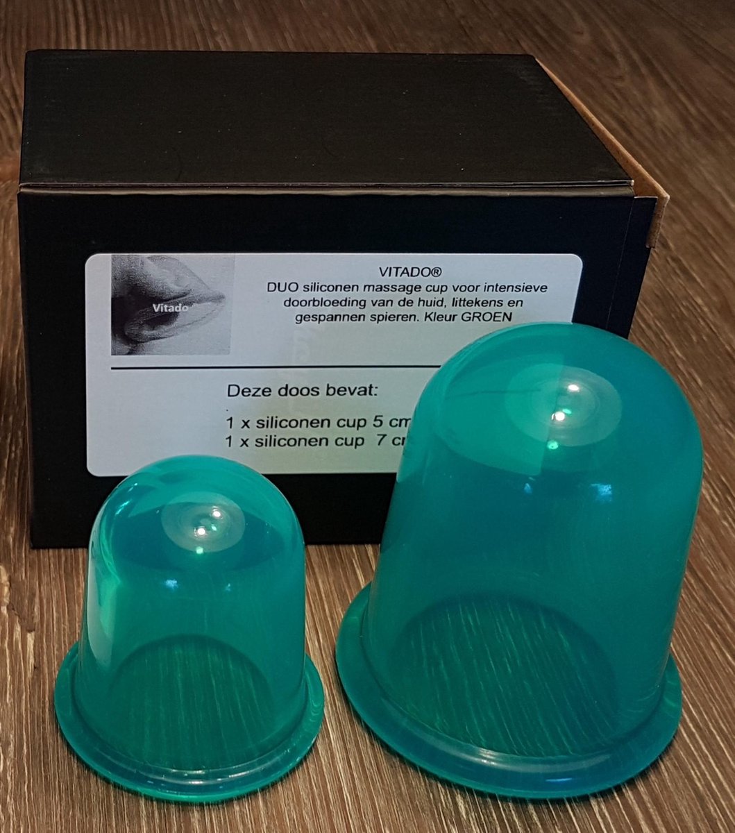 Anti cellulite Cups DUO voor benen en billen – Cellulitis Cups – Lichaam & Gezicht – Vacuüm Massage Cups – Silicone Cuppingset – GROEN – 2 Stuks - 1 Medium 5.5 cm - 1 Large 7.0 cm DUO set GROEN