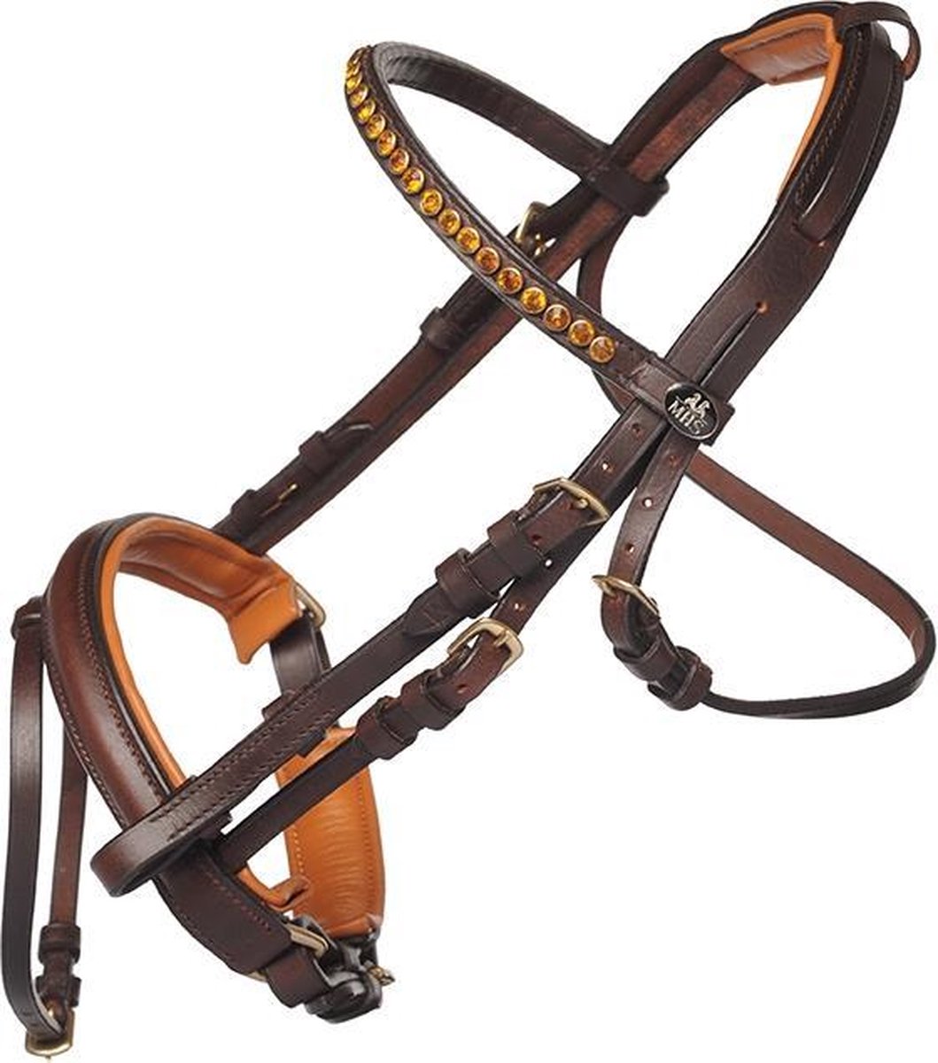 MHS Hoofdstel Deluxe brown/gold mini mini