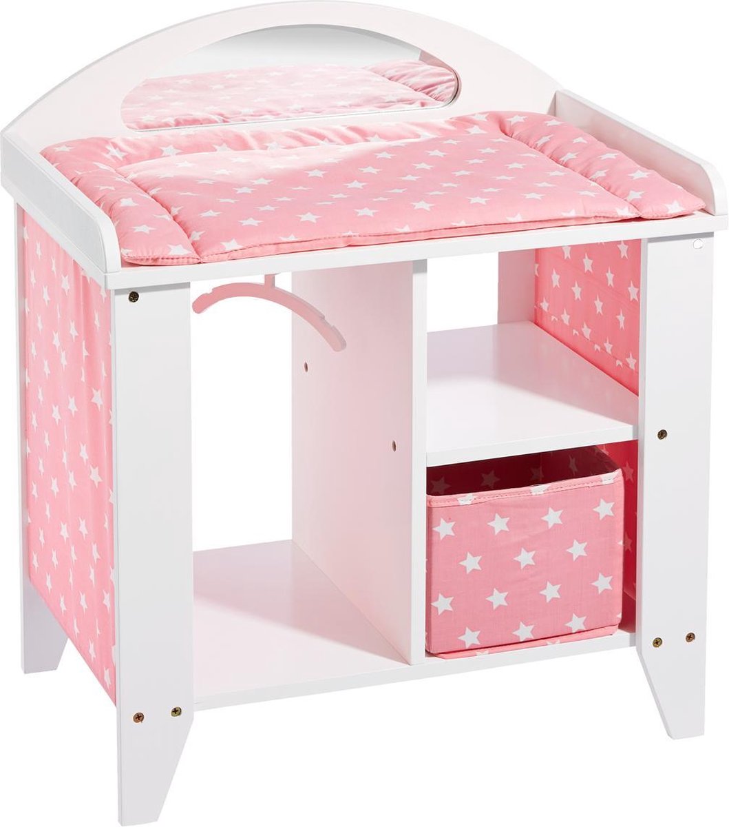 howa Houten Poppen Commode "Stars" wit / roze 2740