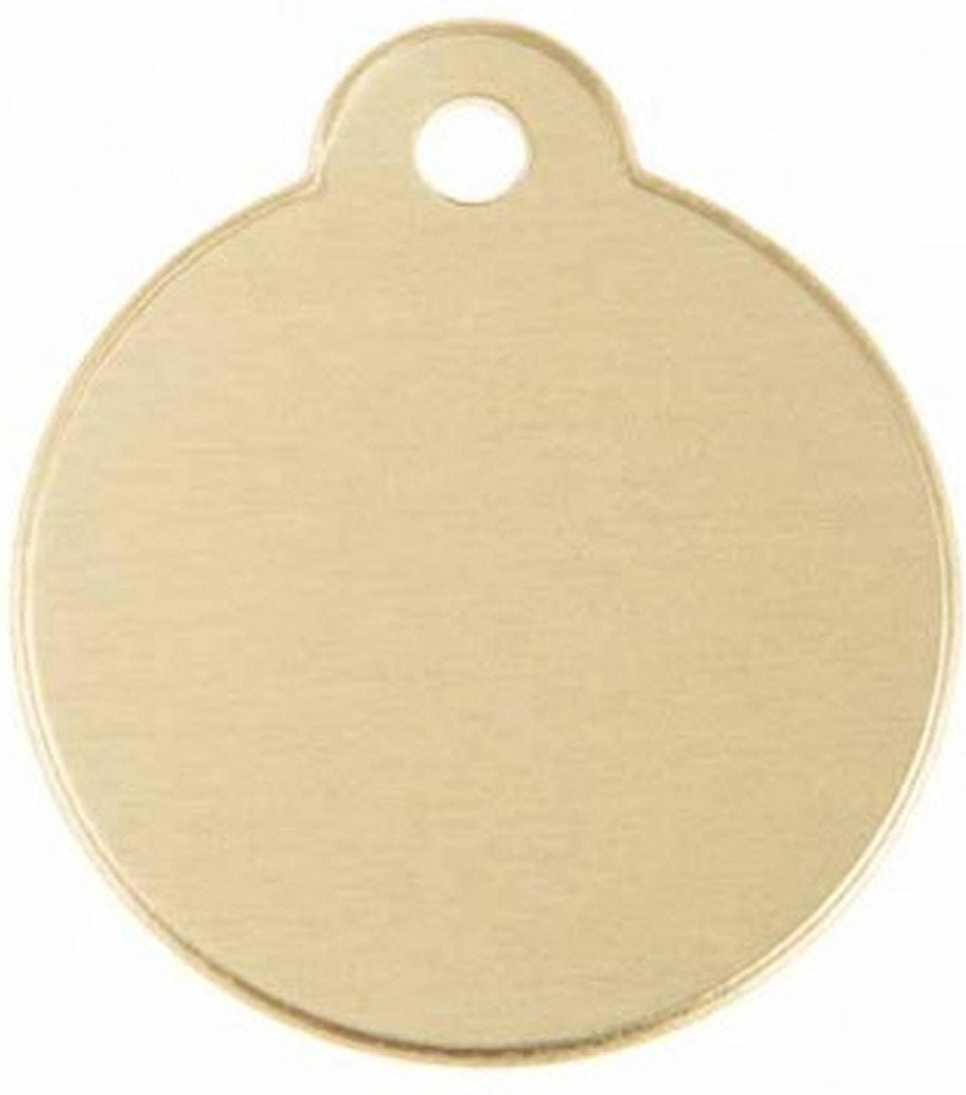 Hondenpenning Rond met lus goud | 1 zijde graveren | Ø 27 mm