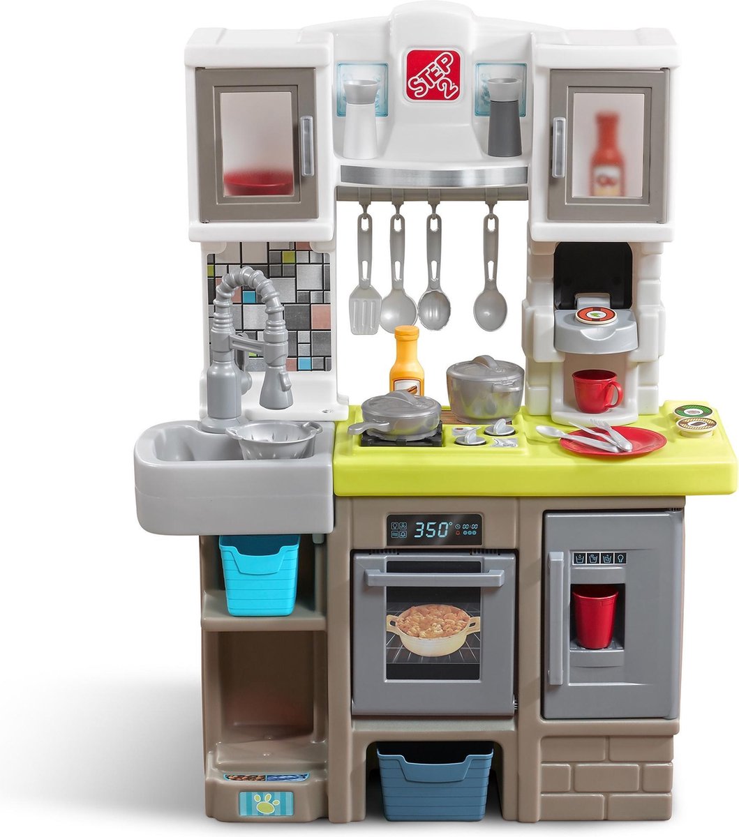Step2 Speelgoedkeuken Contemporary Chefs Kitchen 98 Cm Bruin - Inclusief 20-delige accessoireset