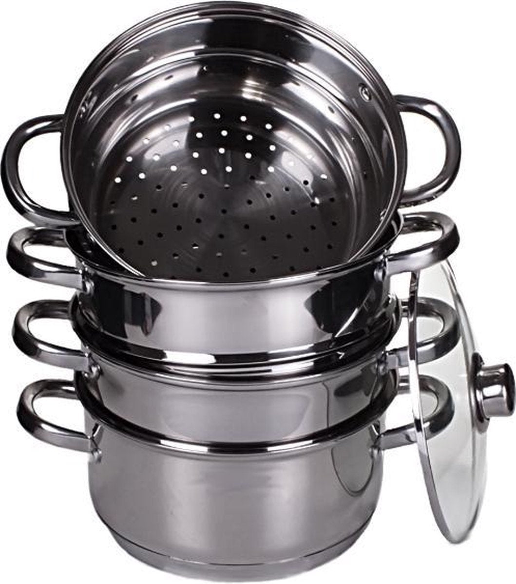 Edënbërg Classic Line - Stoompannenset - Ø 22 cm - 5-delig - Voorzien Van 9-Laags Bodem!