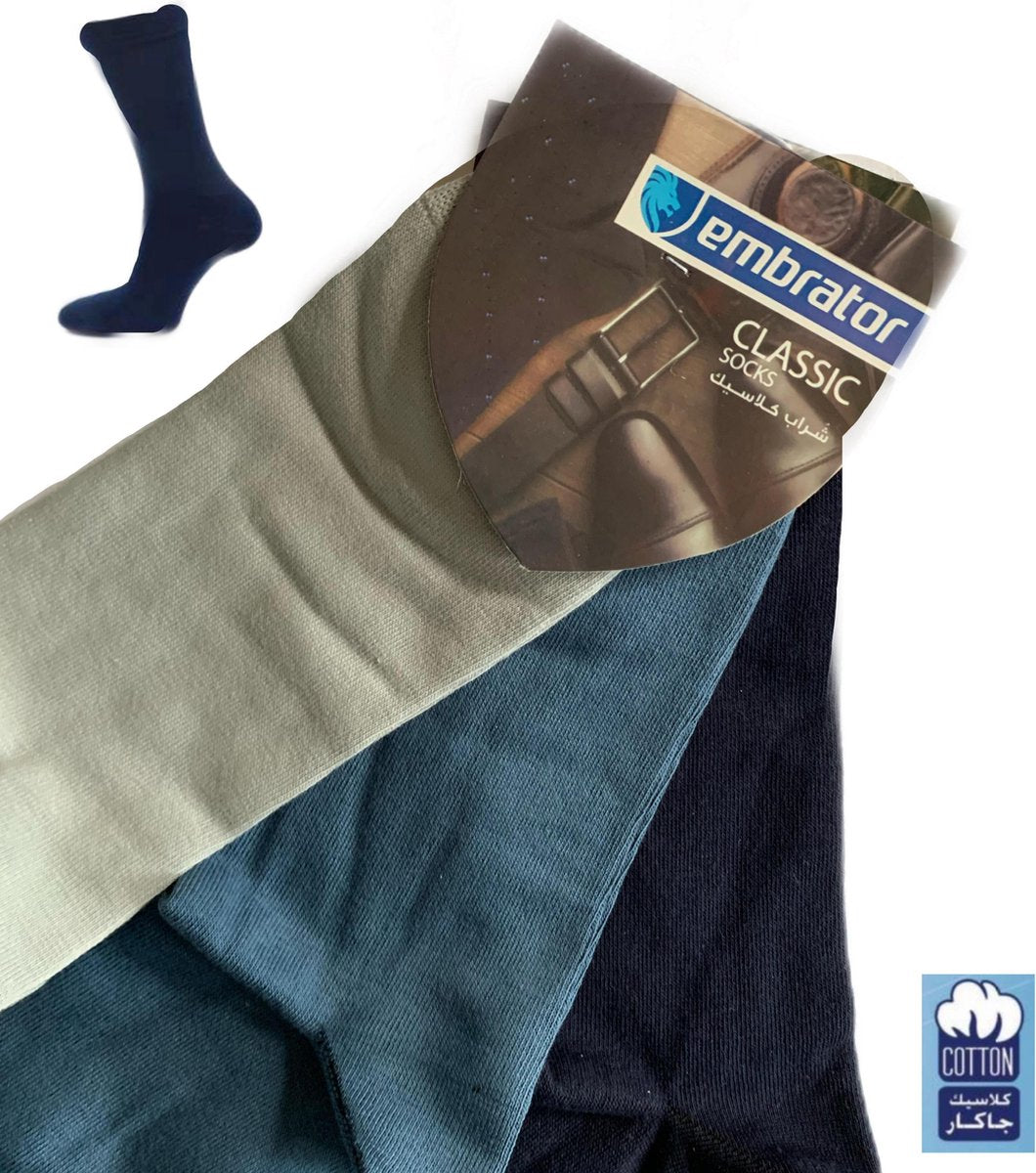 Embrator 3-pack Klassieke mannen Sokken donkerblauw/blauw/licht grijs