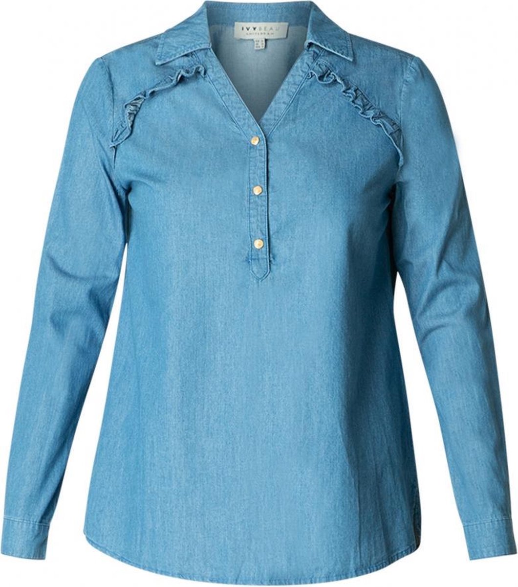 IVY BEAU Tooske Blouse - Denim Blue - maat 36