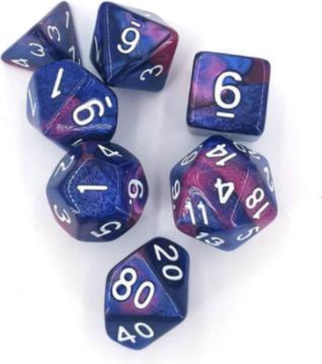 EPIN | Polydice set 7 stuks | Dobbelstenen | Paars-Roze-Wit | 7