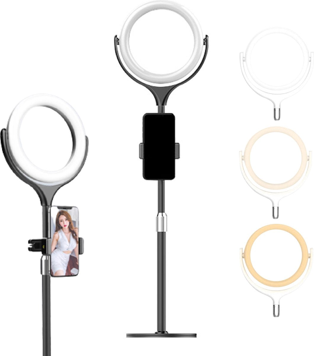 Creactive® 360° Draaibare LED Ringlamp - Met Statief voor Smartphone en Afstandsbediening - Via USB Verschillende Sterktes - Warm en Koud Licht - Ideaal voor Streamen