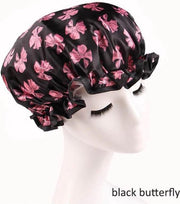 Dikke 1 Stuks Douche muts - Shower Cap - Black Butterfly - Waterdicht - BadMuts  - Dubbele Laag - Douchemuts Haar Cover Bedekking - Vrouwen Benodigdheden DoucheCap Badkamer Accessoires