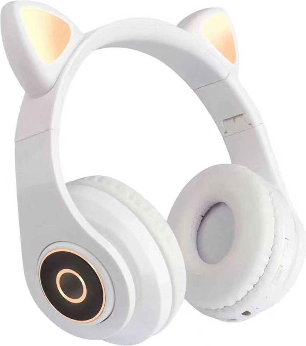 kinder koptelefoon kitty cat wit met led oortjes