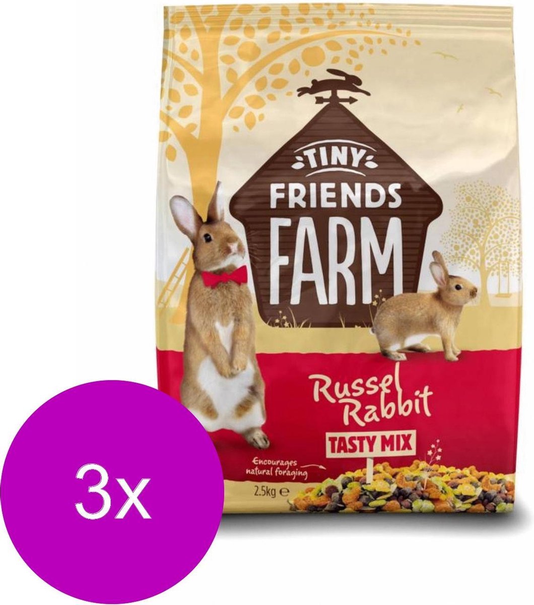 Supreme Tiny Friends Farm Russel Rabbit Tasty Mix - Konijnenvoer - 3 x 2.5 kg