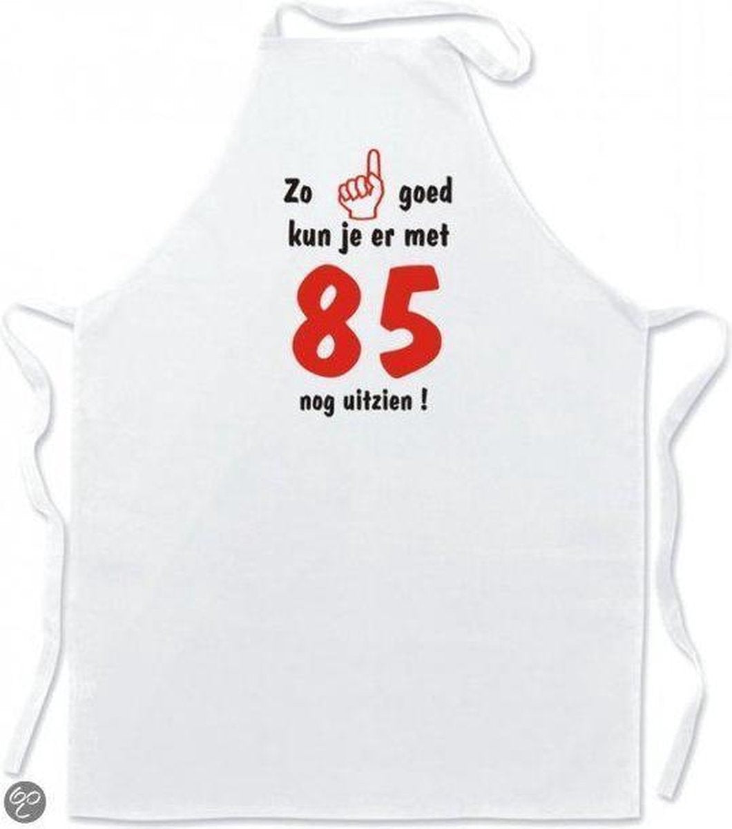 Mijncadeautje Schort Keukenschort Zo goed kun je er met 85 nog uitzien !