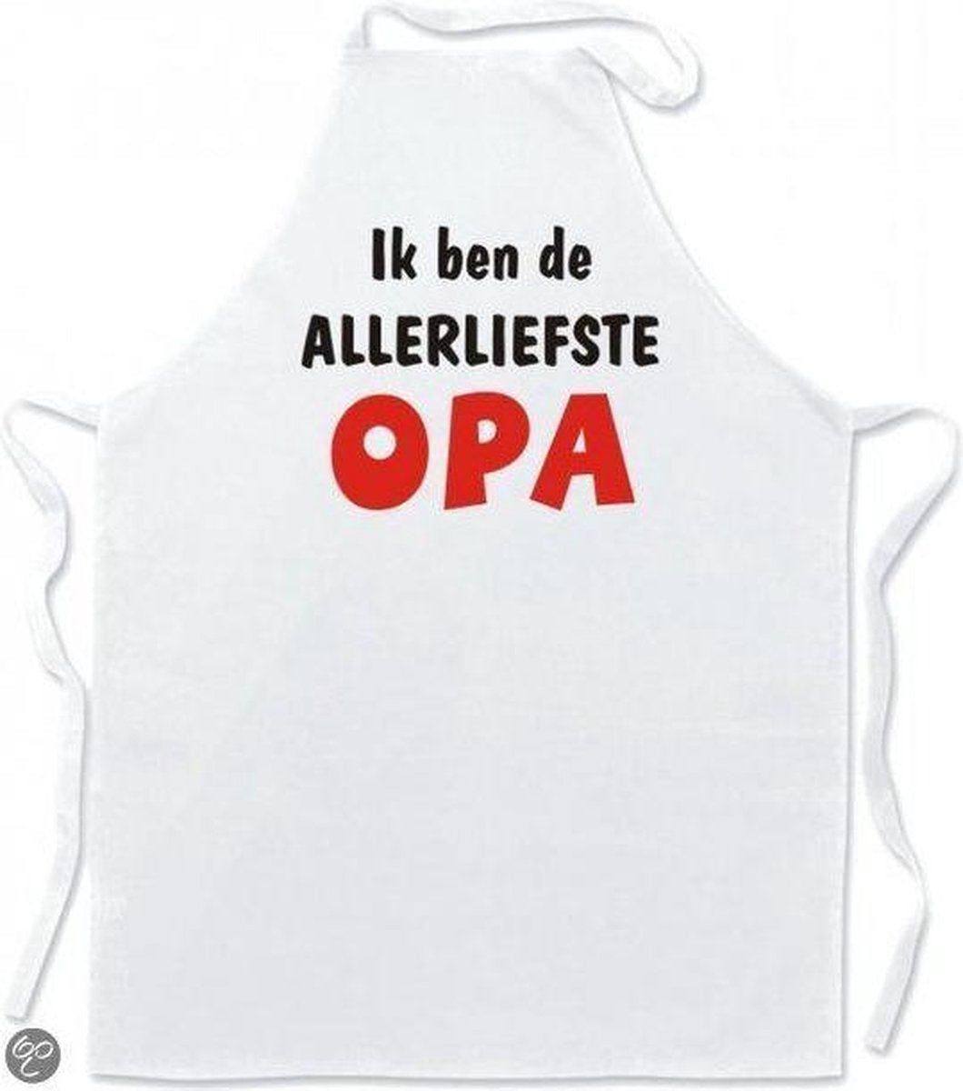 Mijncadeautje - Schort - Wit - Keukenschort - Liefste Opa