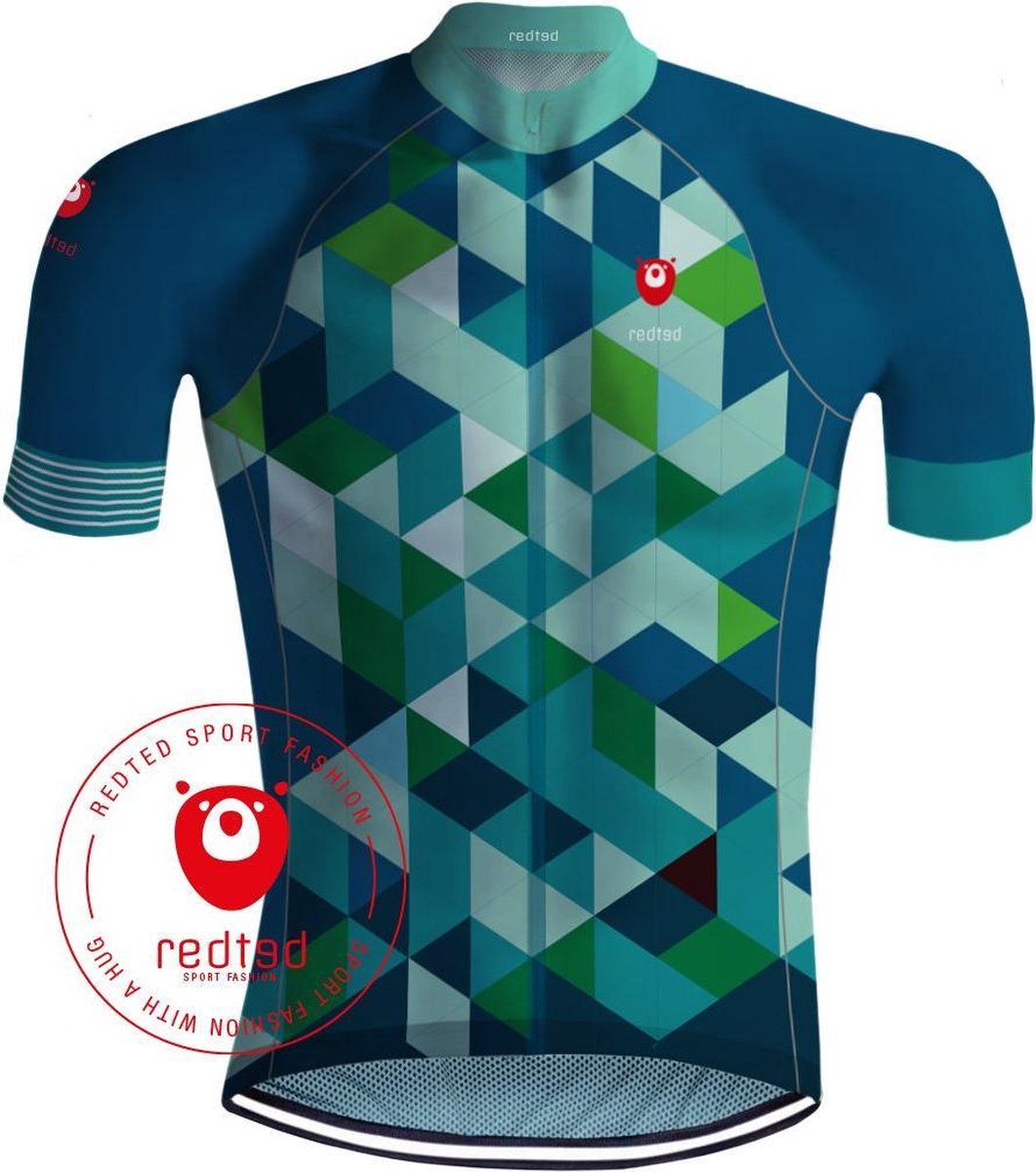 Wielershirt - Escher's CUBES Blauw/Groen - REDTED(S)