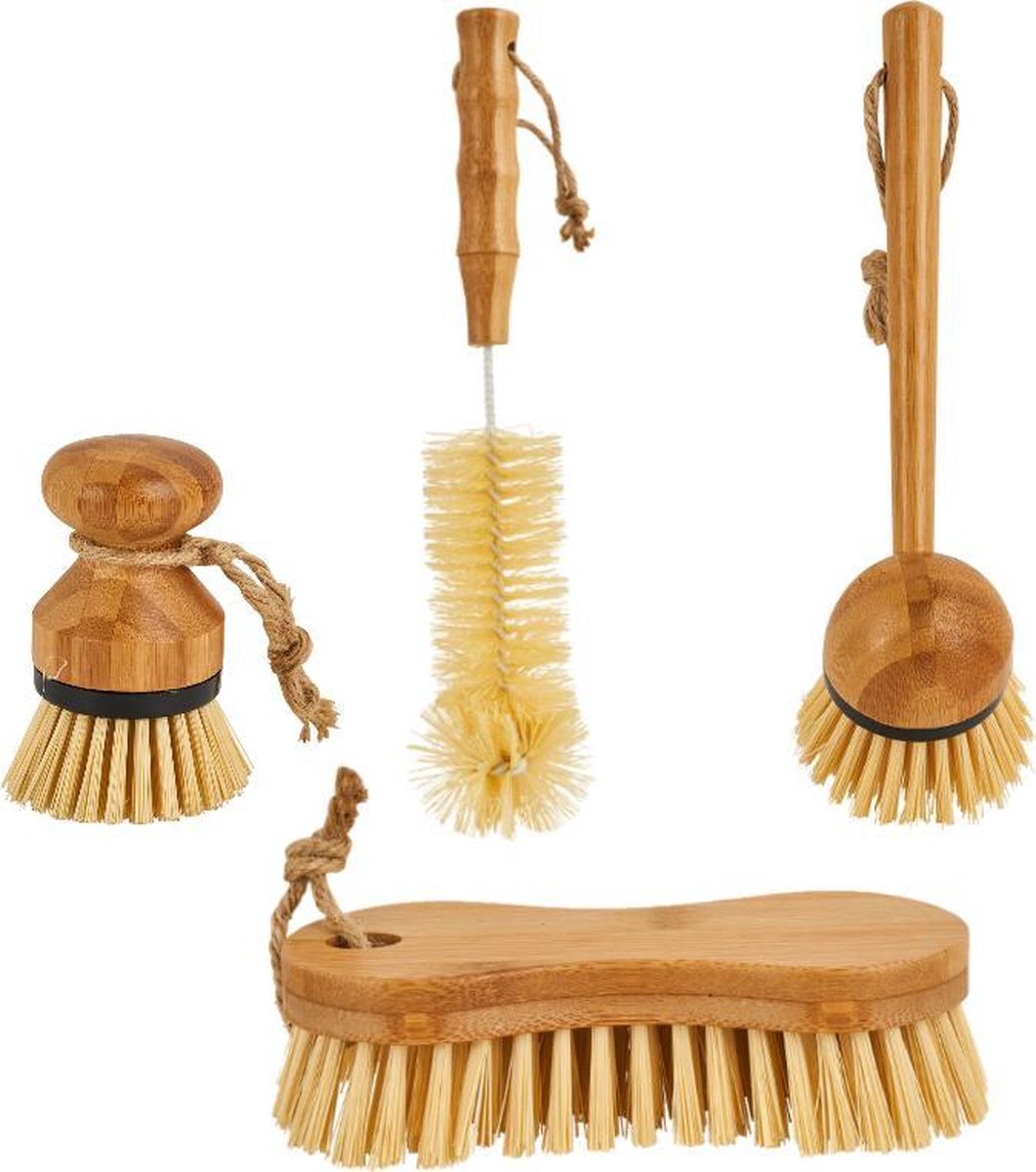 green-goose® Bamboe Keukenset | Afwasborstels | Flessenborstel | Schrobber | Duurzaam | Ecologisch
