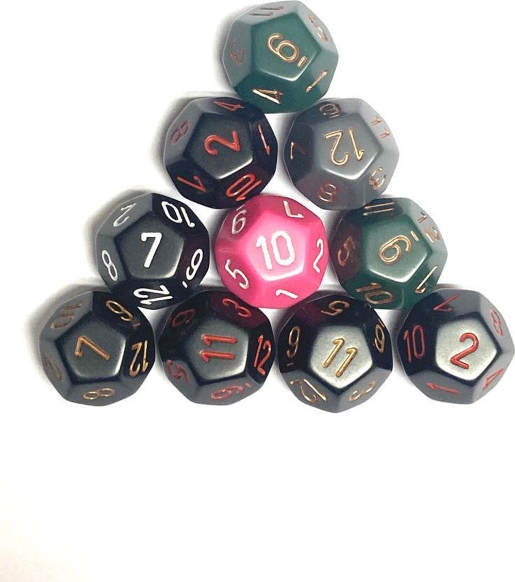 Diceshop 12-kantige dobbelsteen (SET van 20 STUKS) D12 (gemixt)