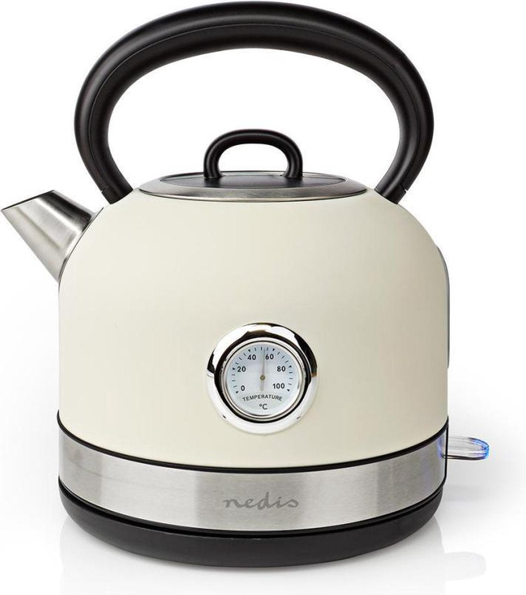 Waterkoker | 1.7 l | Roestvrij Staal | Wit | Temperatuurindicator | 360 graden draaibaar | Verborgen verwarmingselement | Strix®-controller | Droogkookbeveiliging