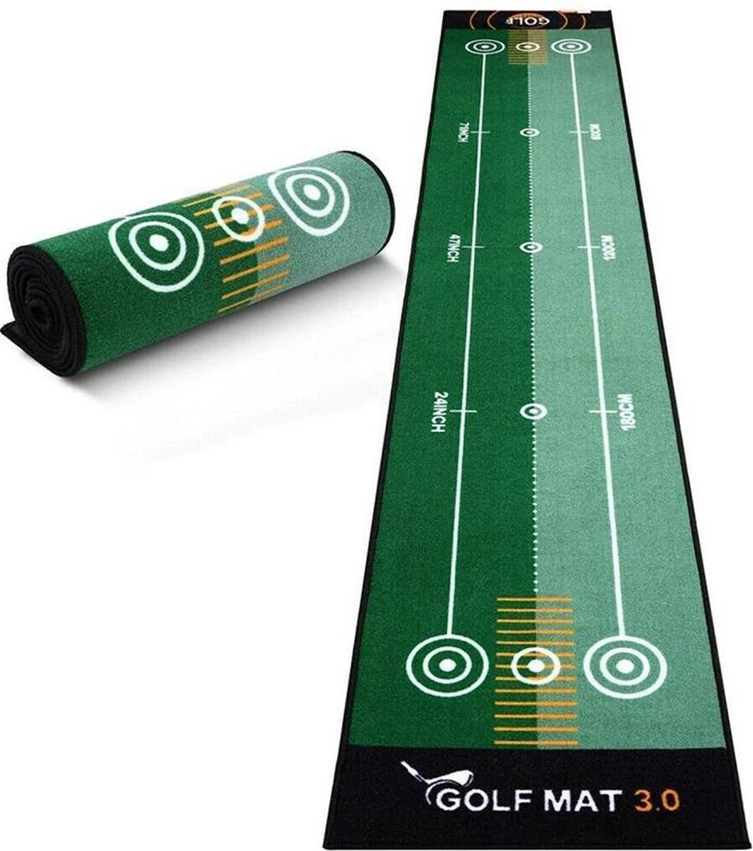 Firsttee - LUXE Putting mat XXL - Twee SNELHEDEN - 50 x 300CM - Golfmat - Matten - Afslagmat putten - Golf accessoires - Cadeau - Golftrainingsmateriaal - Sport - Training - Trainingsmaterialen - Net - Golfset - Trolley - Trainer - Oefenmat Putting