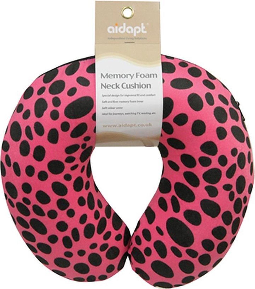 Aidapt Nekkussen - Reiskussen - Roze Luipaard - Memoryfoam