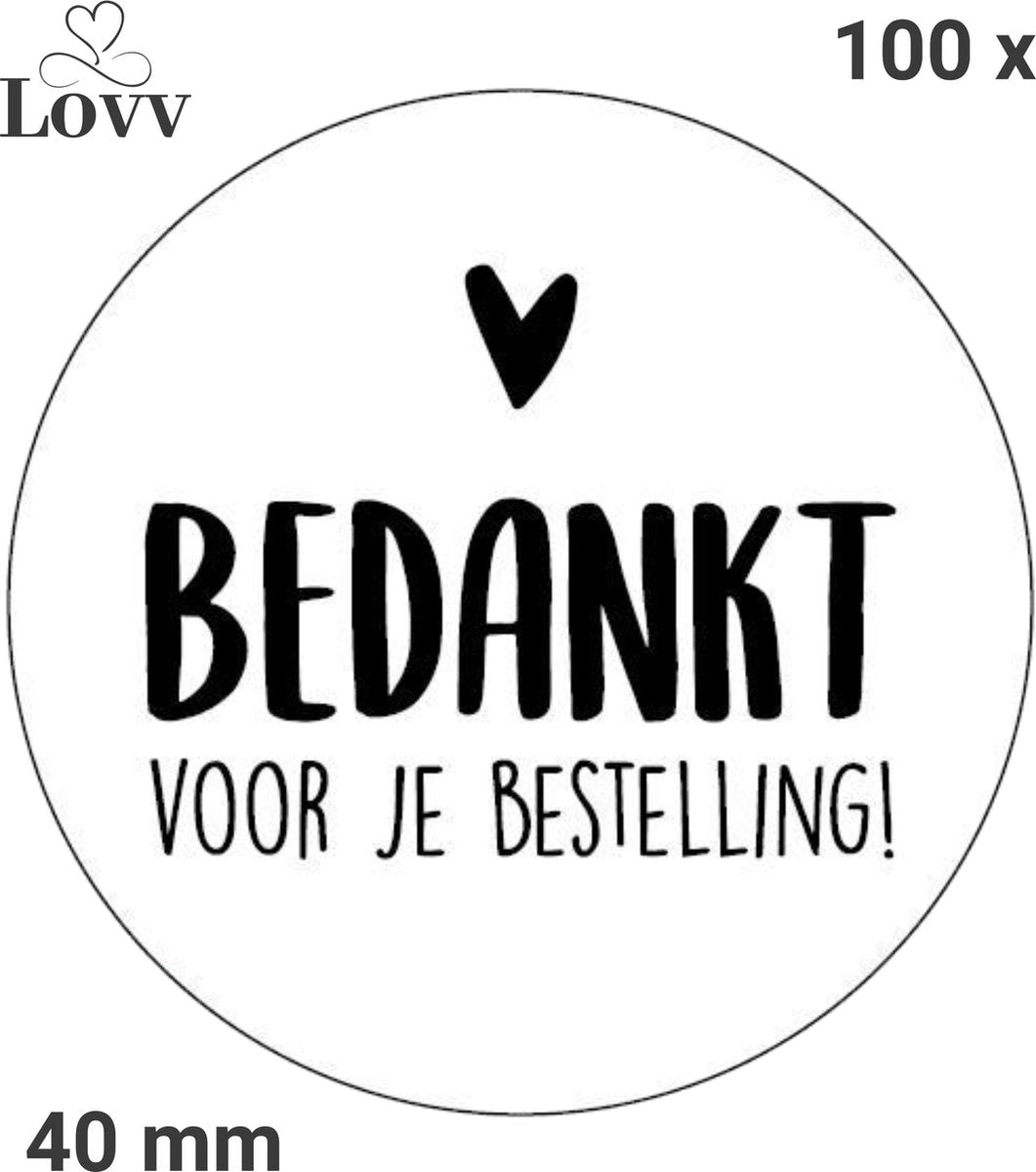 Sluitstickers-Thank You Stickers- Large-Bedankt Stickers-Bedankt Voor Je Bestelling Stickers-100 Stuks-40 mm