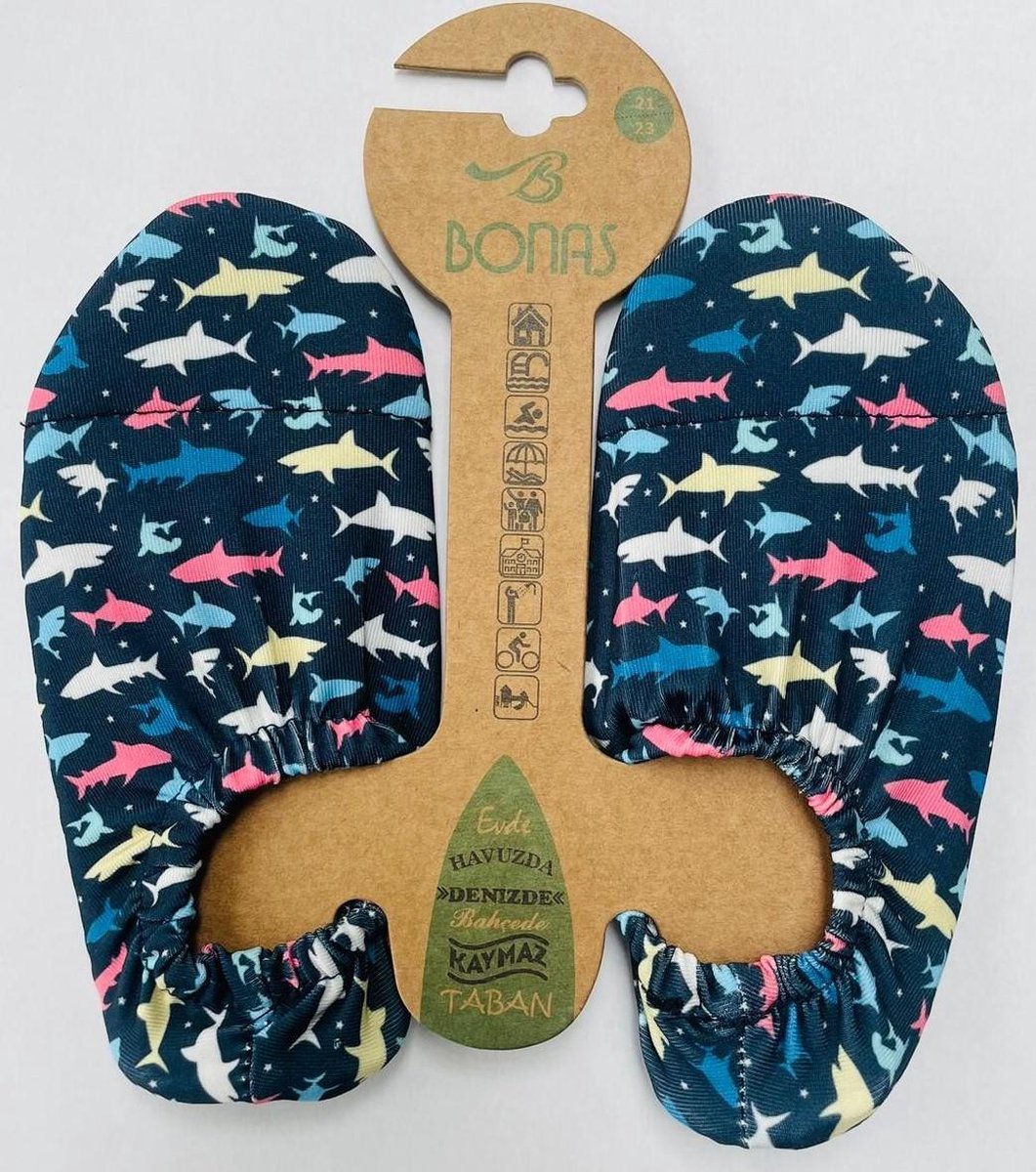 Bonas Antislip Zool Waterschoen | Zwemschoenen | Zwemslof | Gymschoen voor Kinderen Maat 18-20 Haai