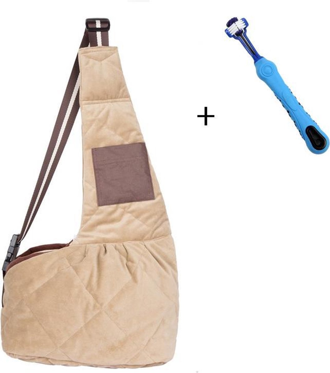 Honden/katten draagtas + gratis honden tandenborstel - Hondentassen - Kattentassen - Schoudertas - Buikdrager - Maat S / M / L - Zwart - Grijs - Beige - Blauw - < 10KG