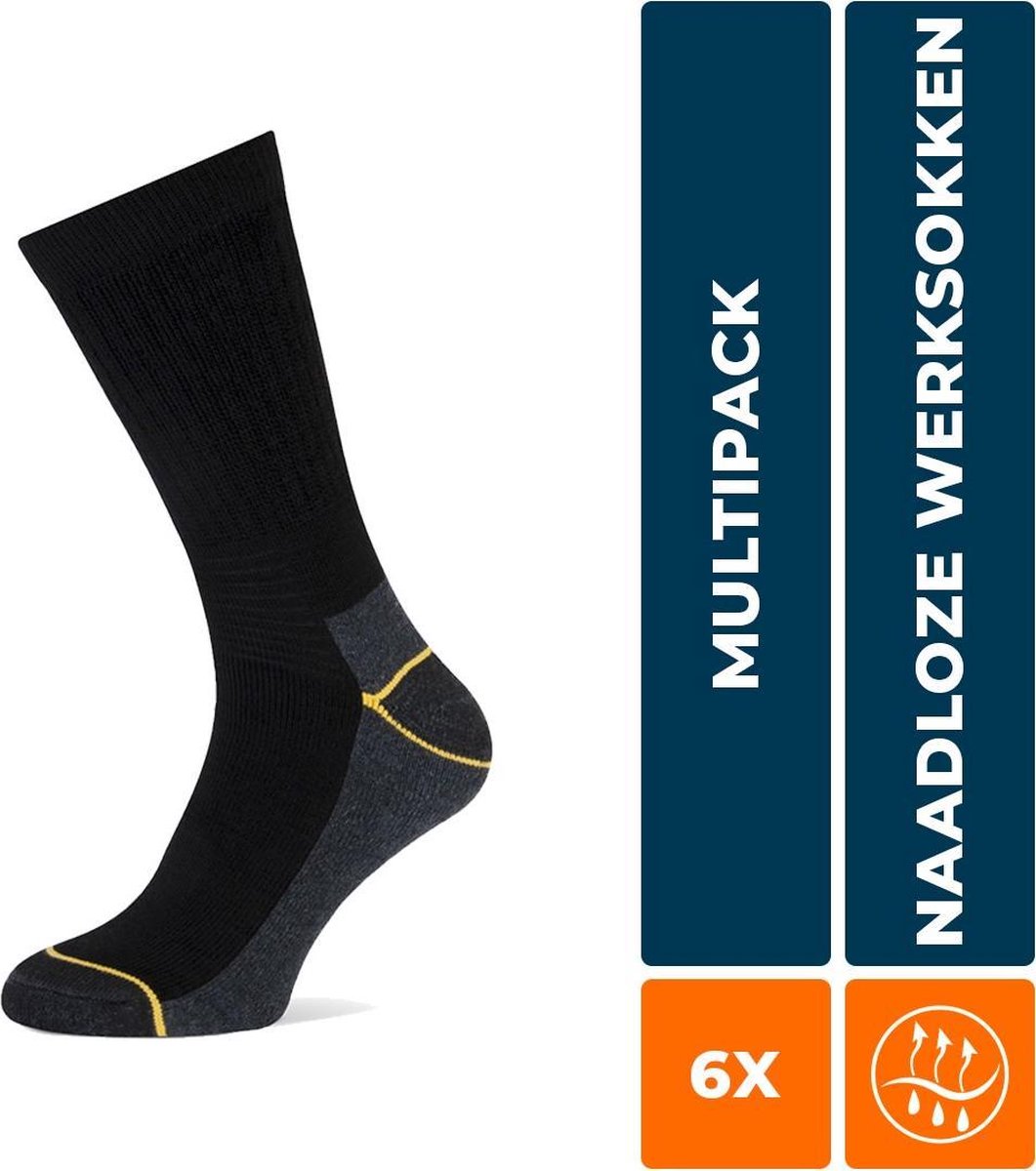 6-Pack Stevige Worker Werksokken Stapp Yellow - Worker 4415.699 - Zwart - Unisex - Maat 39-42