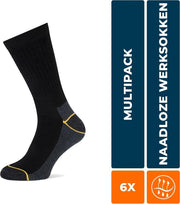 6-Pack Stevige Worker Werksokken Stapp Yellow - Worker 4415.699 - Zwart - Unisex - Maat 39-42