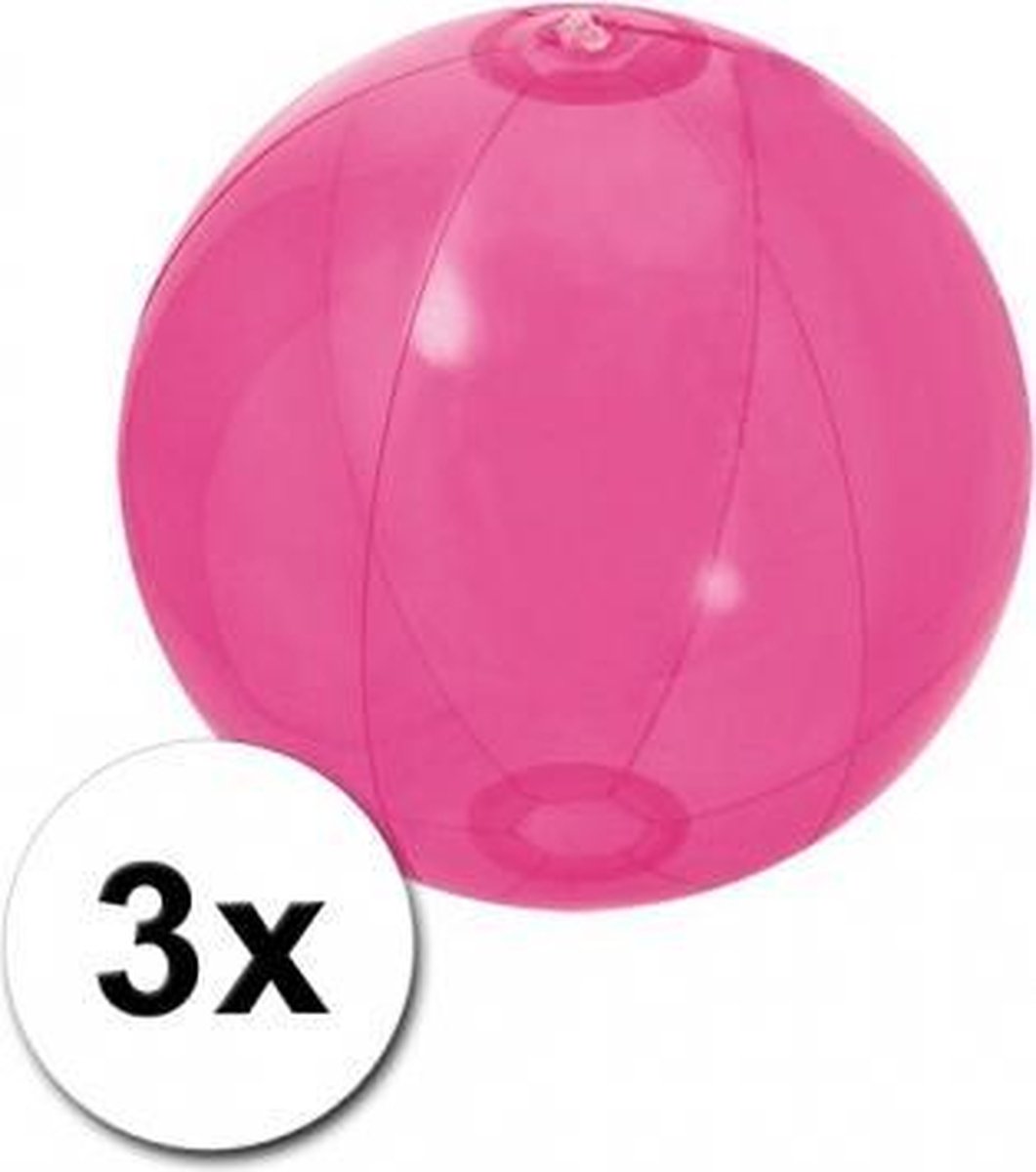 3 opblaasbare strandballen fel roze 30 cm