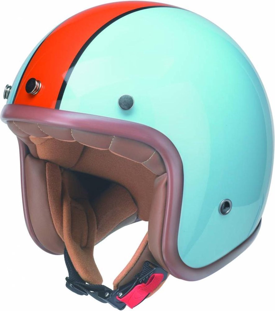 Redbike RB-764 retro jethelm blauw-oranje maat S