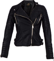 Zwarte Bikerjack voor dames - Kunstleer-only - 48