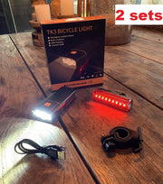RJRQuality ( 2 SETS) Fietslamp voorlicht TK3 en achterlicht set mega sterk batterij led usb oplaadbaar 1500 L fiets verlichting zware li-ion accu powerbank iphone zaklamp fietslampen Fietsverlichting achter koplamp