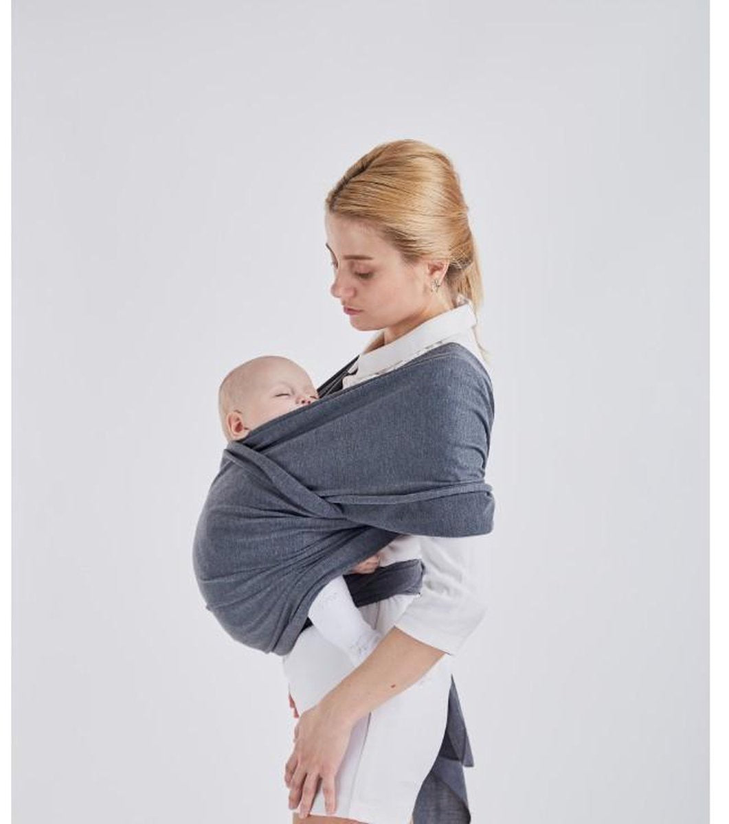 Ergonomische draagdoek donkergrijs - "Baby mother loves you" - Biologisch katoen - zachte en rekbare stof - meerdere kleuren verkrijgbaar!