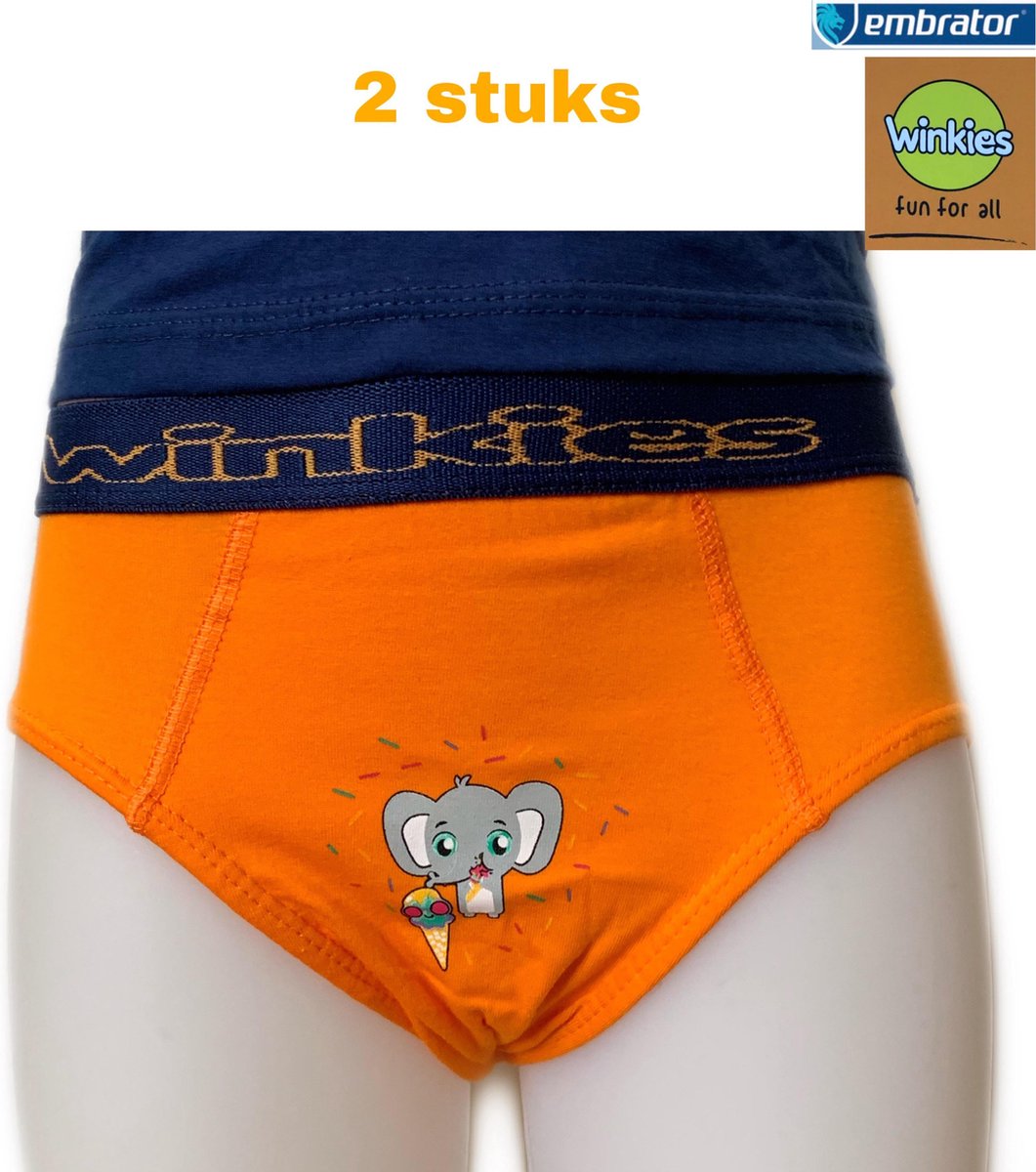 Embrator 2-stuks jongens Slip met opdruk oranje olifant 98/104